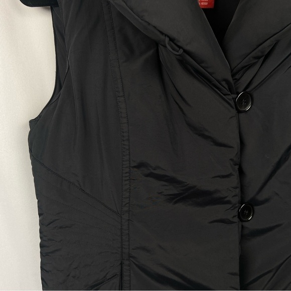 Olsen Down Filled Black Vest Shawl Collar Zip Size 4 Winter Puffer Quilted Warm - Picture 4 of 16